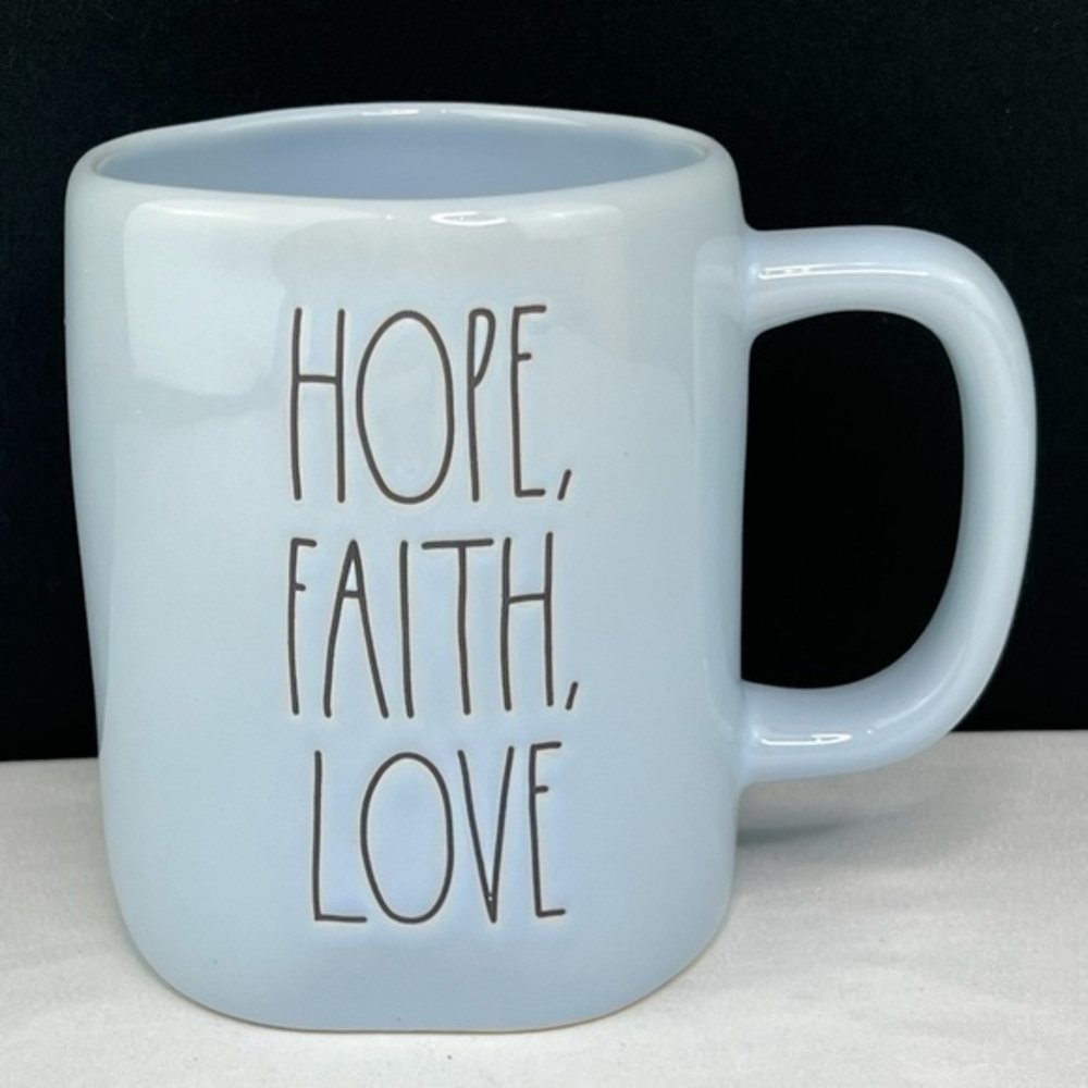 Rae Dunn - 3/$48 - ‘Hope Faith Love’ ceramic mug. NWT. Firm!